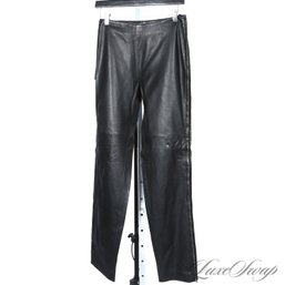 #487 BRAND NEW WITH TAGS LATINI / MARIA VITTORIA MADE IN ITALY BLACK NAPPA LEATHER SOFT PANTS 42 EU