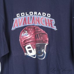 NEAR MINT NEO VINTAGE MENS COLORADO AVALANCHE FOOTBALL NAVY BLUE TEE SHIRT 2XL