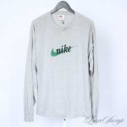 SCARCE AND COVETED Y2K 2000S VINTAGE NIKE 'WHITE TAG' MADE IN USA GREY GREEN SWOOSH LOGO TEE SHIRT L