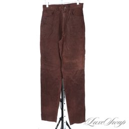 #489 BRAND NEW WITH TAGS LATINI / MARIA VITTORIA MADE IN ITALY CHOCOLATE BROWN NUBUCK LEATHER JEANS 46 EU