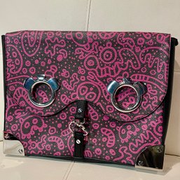 New Without Tags Pink And Black Panda Graffiti Print Portfolio Clutch Bag