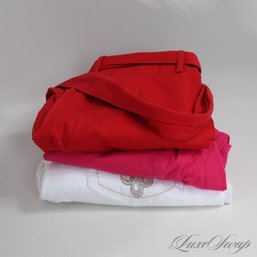 SUMMER FRESH! LOT OF 3 WHITE, HOT PINK AND RED PANTS / JEANS BY A.M.I AND MORE, MIXED SIZES