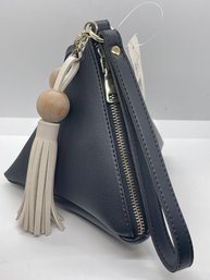 New With Tags Black Triangle Tasseled  Wristlet Handbag