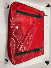 New Without Tags NicoPanda Red Patent Leather Clutch N  With Balc Zippers