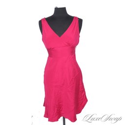 SPRING READY! VIBRANT AND GREAT J. CREW 100 PERCENT PURE SILK MAGENTA / FUSCHIA CROSSOVER BUST DRESS P8