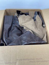 LARGE BOX OF GENUINE LEATHER PIECES