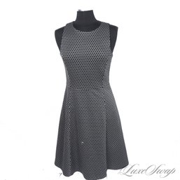 #3 JUST ENOUGH VA VA VOOM! THEORY GREY AND BLACK POLKA DOT SPOTTED DRESS 8