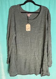 New With Tags Su & Lola Greyed Green  Light Loose Knit Spring Sweater Size 2XL
