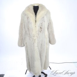 THE STAR OF THE SHOW! INCREDIBLE GENUINE WHITE FOX FUR FLOOR LENGTH CHUBBY COAT FITS ABOUT L