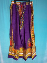New Without Tags Laddi Purple Dashiki Print Cotton Elastic Waist Skirt  One Size