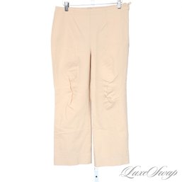 GREAT FIT! ESCADA KHAKI TAN STRETCH COTTON SPLIT HEM SPRING PANTS 40 EU