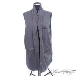PLUS SIZE : BRAND NEW WITH TAGS ASHLEY STEWART CHARCOAL GREY STRETCH JERSEY SLEEVELESS LONG VEST 24