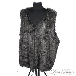 PLUS SIZE : BRAND NEW WITH TAGS AVA AND VIV FAUR FUR GREY MOTTLED GILET BOHO VEST WOMENS 4XL