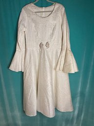 Anonymous Vintage Custom White Dress With Rhinestone Detail. No Size Marked Fits XXL