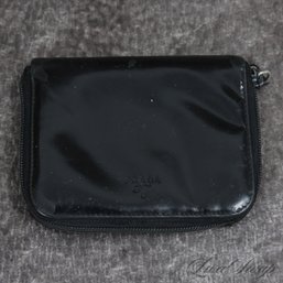 AUTHENTIC PRADA MADE IN ITALY BLACK POLISHED LEATHER ZIPAROUND DAY WALLET