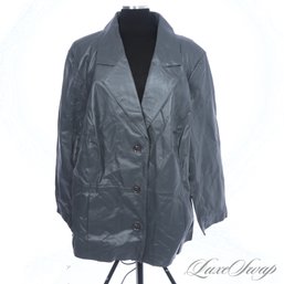 PLUS SIZE : BRAND NEW WITH TAGS JESSICA LONDON SMOKE GREY FULL LEATHER CAR COAT JACKET 26