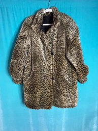 Vintage J Percy Marvin Richards Reversible Black And Leopard Coat  Jacket Size L