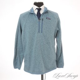 THE ONE EVERYONE WANTS! MENS PATAGONIA 'BETTER SWEATER' POOL BLUE MARLED 1/2 ZIP POPOVER XL