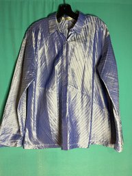 Vintage Indo-chic Iridescent Powder Blue Silk Jacket Size L