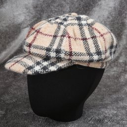 ABSOLUTELY INCREDIBLE AUTHENTIC BURBERRY MADE IN SCOTLAND ANGORA CASHMERE BLEND TARTAN NOVACHECK HAT WOMENS M