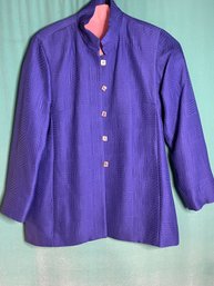 Nina-mclemo Royal  Blue Cotton Silk Blend With Silk Lining Jacket Size 6