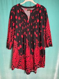 Reborn Red And  Black Long Sleeve Soft Pullover Blouse Size XL
