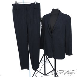 $3500 GIORGIO ARMANI BLACK LABEL TOP TIER MADE IN ITALY DRY CREPE ALTERNATING PINSTRIPE PANT SUIT 48 EU / XL