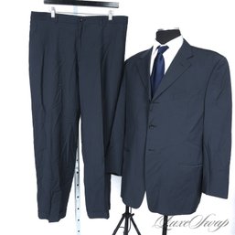 #2 $2500 GIORGIO ARMANI COLLEZIONI MADE IN ITALY SOLID NAVY BLUE DRAPED CREPE MENS BUSINESS SUIT 44