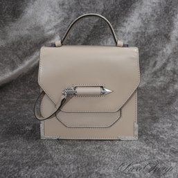 SHE IS SO CUTE! MINT CONDITION MACKAGE ULTRA MINI GREIGE PUTTY LEATHER TOP HANDLE NANO BAG