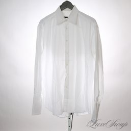 THE ONE EVERYONE WANTS! $400 PLUS MENS GUCCI MADE IN ITALY SOLID WHITE FRENCH CUFF DRESS SHIRT 16.5
