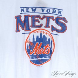 DEADSTOCK BRAND NEW WITH TAGS 1988 DATED MLB OFFICIALLY LICENSED NEW YORK METS WHITE MADE IN USA TEE SHIRT L