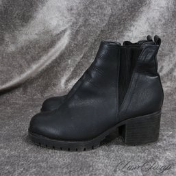 SNOWSTORM READY! ROCK SOLID MIA BLACK MATTE GRAINED LEATHER ELASTIC SIDE CHUKKA BOOTS 8