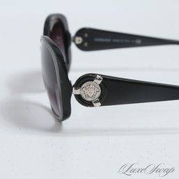 ICONIC VERSACE MADE IN ITALY MOD. 4221 BLACK SILVER MEDUSA COIN BIGGIE SUNGLASSES