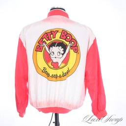 THIS IS INSANE! ORIGINAL VINTAGE 1996 BETTY BOOP OFFICIALLY LICENSED 100 PERCENT SILK RED COMIC JACKET MENS M