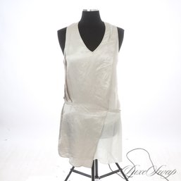 BRAND NEW WITH TAGS $520 (!!) HELMUT LANG SILVER GLOSSED OVER WHITE CRINKLED ASYMMETRICAL DRESS - FANTASTIC! 4