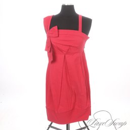 TRULY TRULY BEAUTIFUL MARC JACOBS BLACK LABEL RUBY RED SUMMER FAILLE RIBBED BOW DETAIL UNLINED DRESS 8