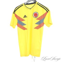 NEAR MINT ADIDAS FEDERACION COLUMBIANA DE FUTBOL YELLOW SOCCER JERSEY CREWNECK TEE SHIRT S