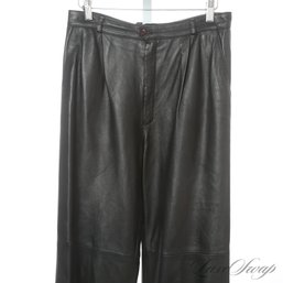EXCEPTIONAL AND BUTTER SOFT PERUZZI MADE IN ITALY FLORENTINE NAPPA LEATHER BLACK PLEATED PANTS 46 EU