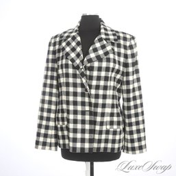 A FANTASTIC CARLISLE BLACK AND WHITE MAXI GINGHAM CHECKED TWEED JACKET 12