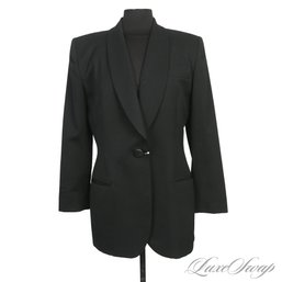 DINNER PARTY READY! A NEAR MINT SAKS FIFTH AVENUE MADE IN USA BLACK SHAWL COLLAR WOOL BLAZER JACKET 10