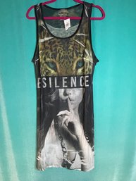 NEW WITH TAGS BLUSH SLEEVELESS 'SILENCE' TIGER GRAPHIC MESH TANK SIZE 2XL