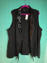 NEW WITH TAGS ASHLEY STEWART VEGAN LEATHER SOLID BLACK SLEEVELESS VEST SIZE 24