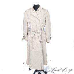THIS IS SUCH A VIBE! NEAR MINT QUASI VINTAGE WOMENS LONDON FOG CLASSIC KHAKI BELTED TRENCH COAT WITH LINER 14