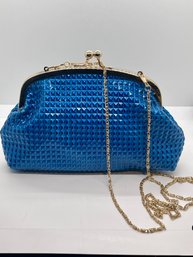 NEW WITH TAGS ANONYMOUS COBALT BLUE FRENCH GOLD FRAME HANDBAG SIZE