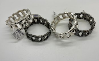 LOT X 4 NEW WITH TAGS CLAIRES STRETCH SILVER AND BLACK CHAIN LINK BRACELETS