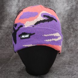 NEAR MINT PALACE SKATEBOARDS LONDON PINK AND PURPLE CAMOUFLAGE BEANIE HAT WITH LOGO OSF