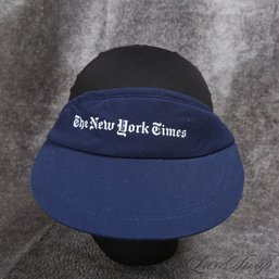 VINTAGE 1980S NEAR MINT THE NEW YORK TIMES NAVY BLUE LOGO TERRY LINED VISOR HAT