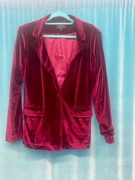 BELLA PHILOSOPHY  RED VELVET ONE BUTTON JACKET SIZE XL (FITS ON THE SMALLER SIZED)