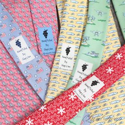 LOT OF 5 SPRING PERFECT WHIMSICAL AND RECENT VINEYARD VINES PURE SILK MENS TIES
