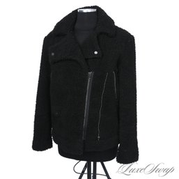 INSANELY NICE RECENT SAYLOR BLACK GRIZZLY SHERPA FLEECE DOUBLE RIDER MOTORCYCLE JACKET L